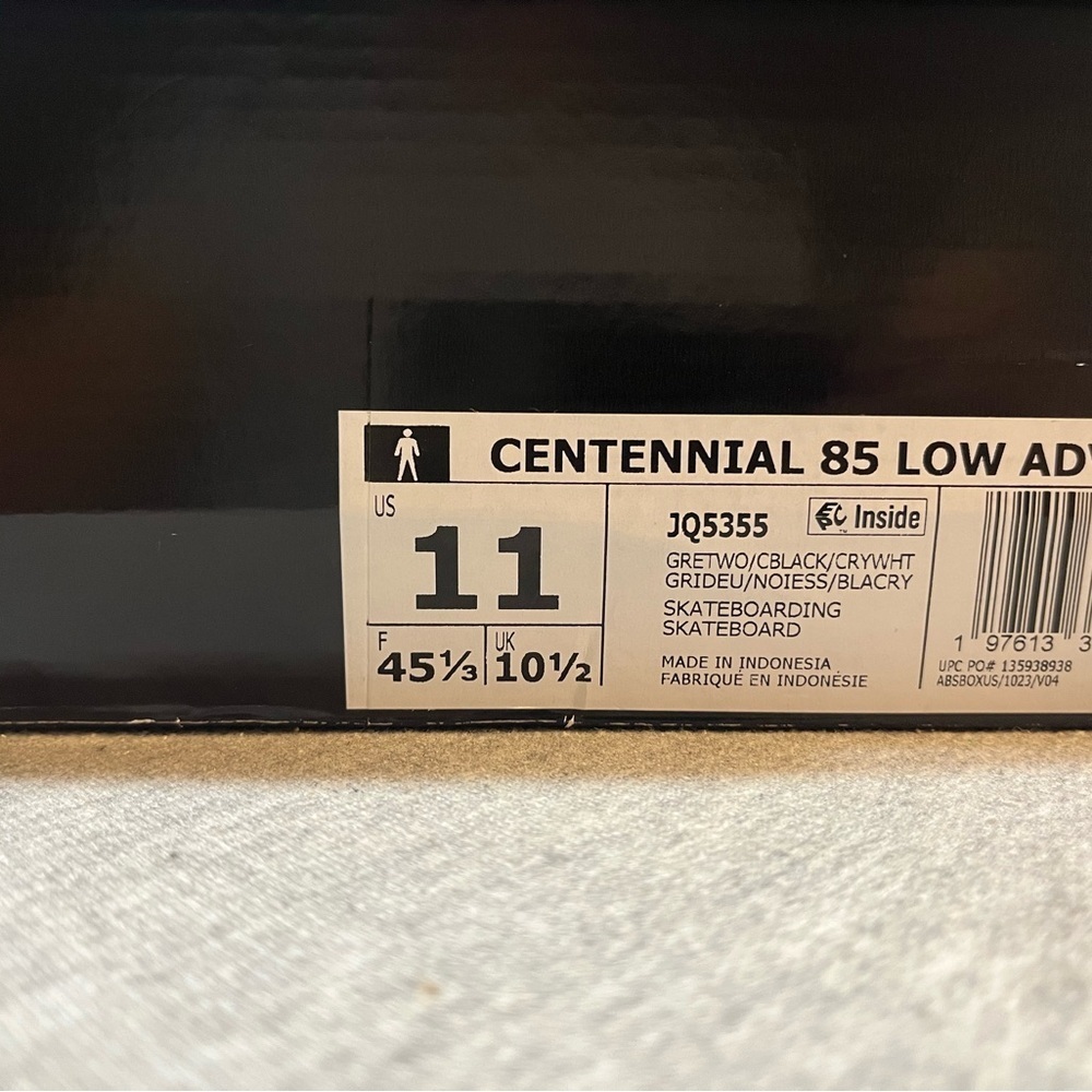 Adidas Centennial 85 Low ADV Grey Black Gum Sneaker Men's Shoe Size 11 - JQ5355‍ - Picture 11 of 11
